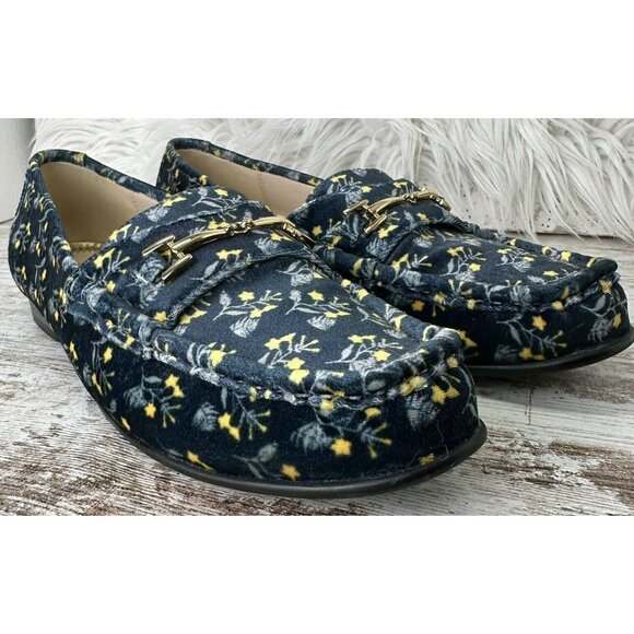 CABI Velvet Loafer Women’s Size 8 Blue/Yellow Horsebit Carnaby Floral 6005 EUC! - Picture 11 of 11